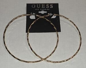 GUESS Oversized Textured Rose Gold Tone Hoop Earrings 412780.42 NWT
